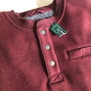 New w Tag: LL Bean Katahdin Iron Works® Bonded Waffle Fleece Henley. Size L Tall